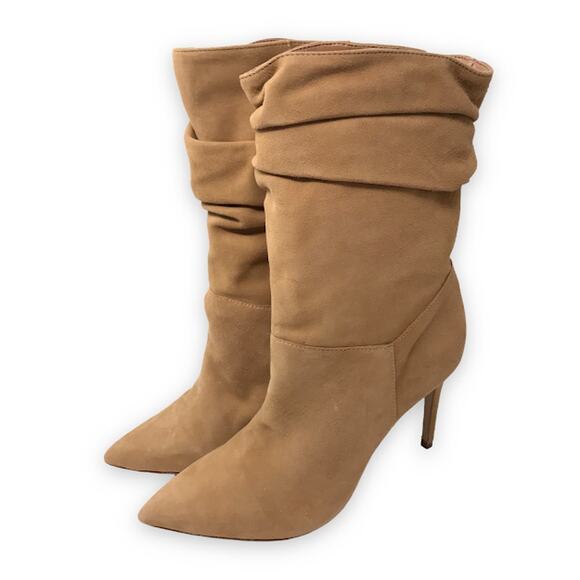 Schutz Ashlee Suede Slouch Bootie 9 Pointed Toe Stiletto Heel Pull On Honeycomb - Picture 1 of 10